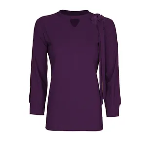 بلوز زنانه مدل 524 آستین چاک رنگ بادمجانی