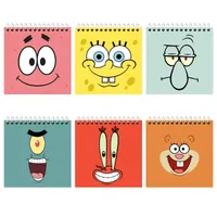 دفترچه یادداشت 50 برگ آلبالو طرح باب اسفنجی بسته 6 عددی