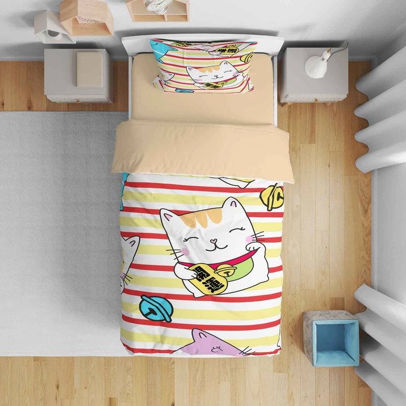 سرویس روتختی مدل گربه ملوس 5318 تک نفره 5 تکه