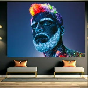 تابلو بوم طرح مخمل آرایشگاه مردانه مدل مو رنگی کد GR1758