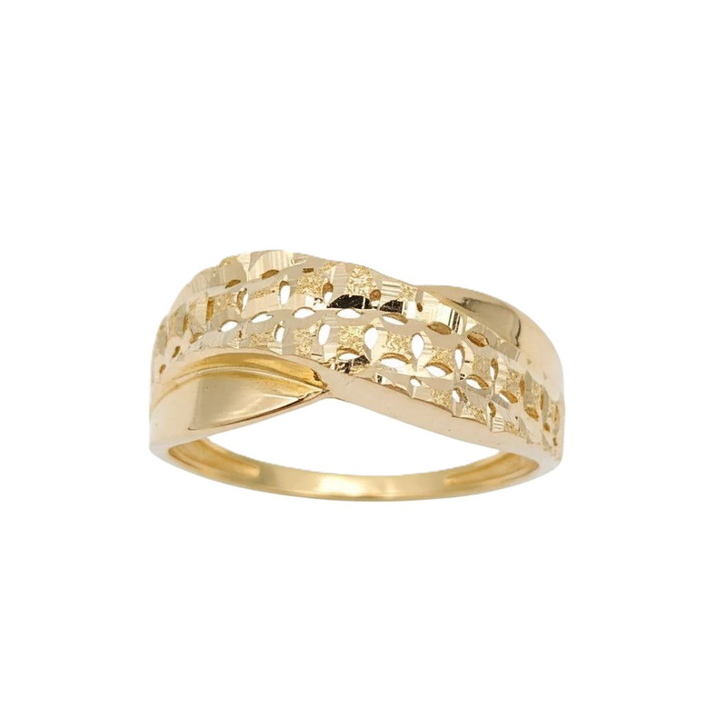 انگشتر طلا 18 عیار زنانه رضا گلد مدل تراش ضربدی سایز 56