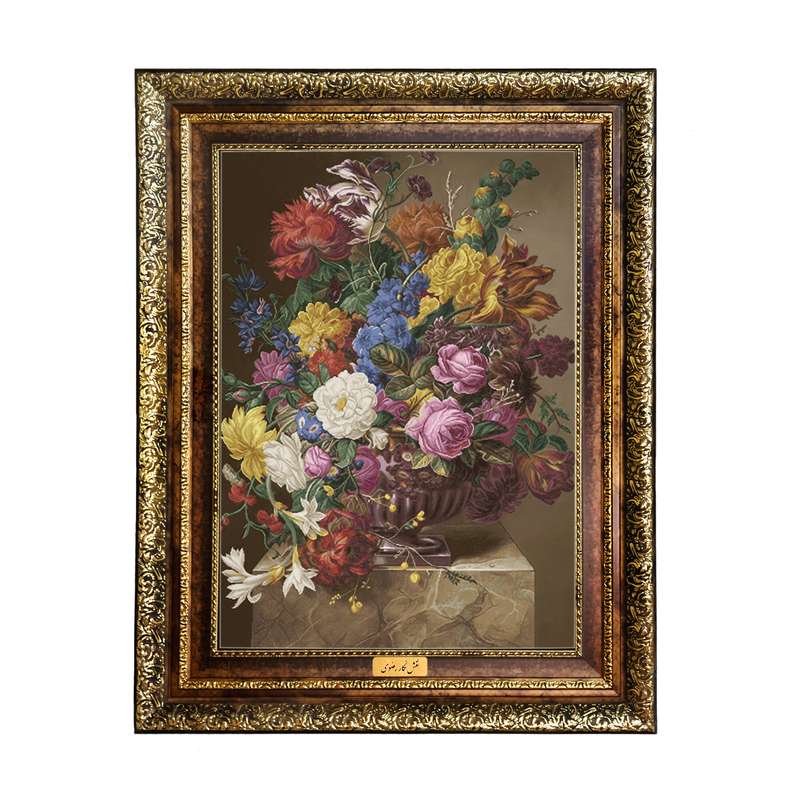 تابلو فرش ماشینی نقش نگار رضوی طرح گل کد 2082KH تابلو فرش ماشینی نقش نگار رضوی طرح گل کد 2082KH