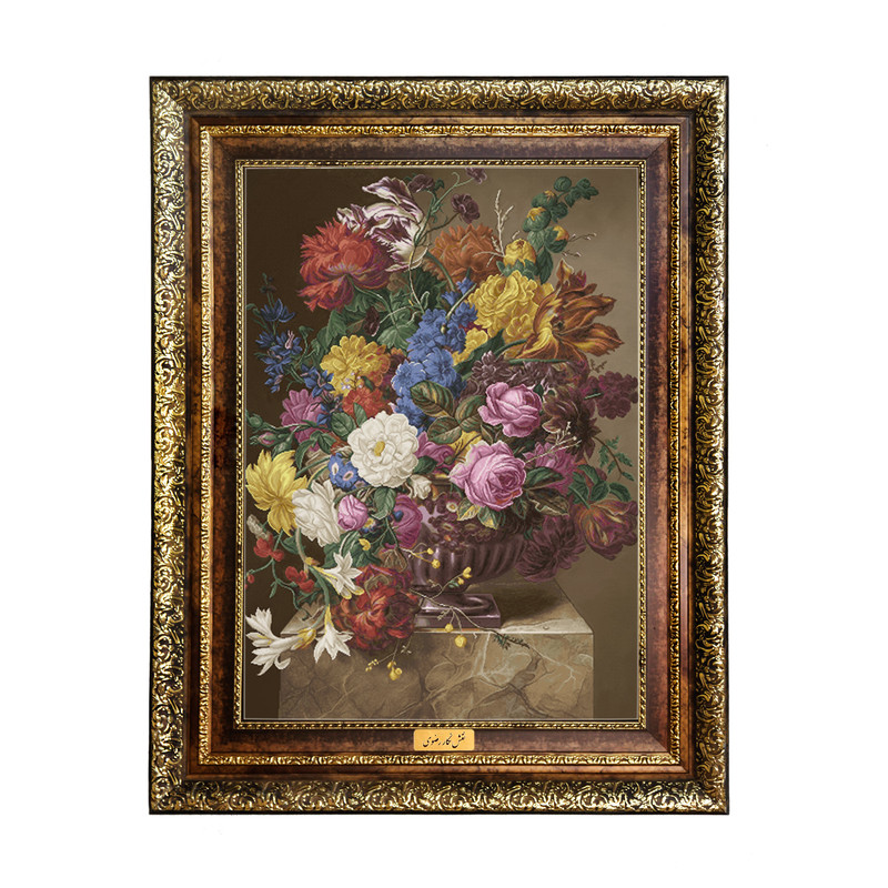 تابلو فرش ماشینی نقش نگار رضوی طرح گل کد 2082KH تابلو فرش ماشینی نقش نگار رضوی طرح گل کد 2082KH