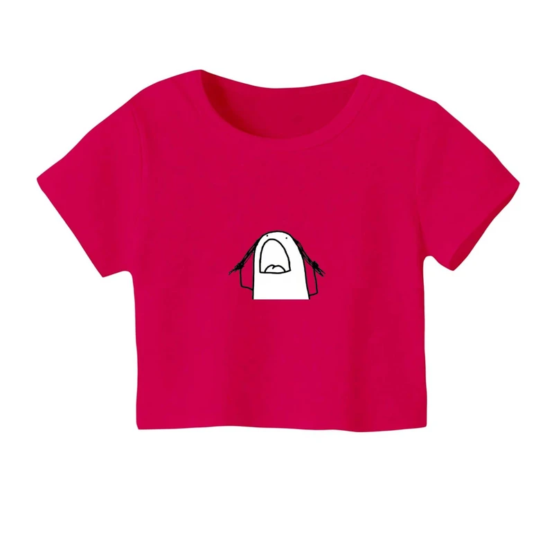 کراپ‌ تی‌شرت آستین کوتاه زنانه مدل استیکر عصبانی