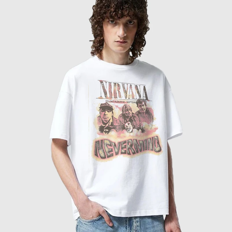 تی شرت آستین کوتاه مردانه مدل گروه متال راک نیروانا z630