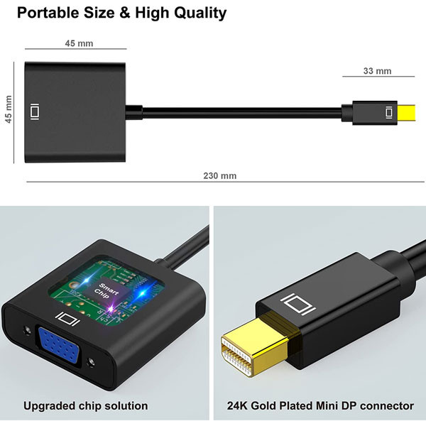 مبدل Mini Display Port به VGA تی سی تراست مدل TC-MDP2V