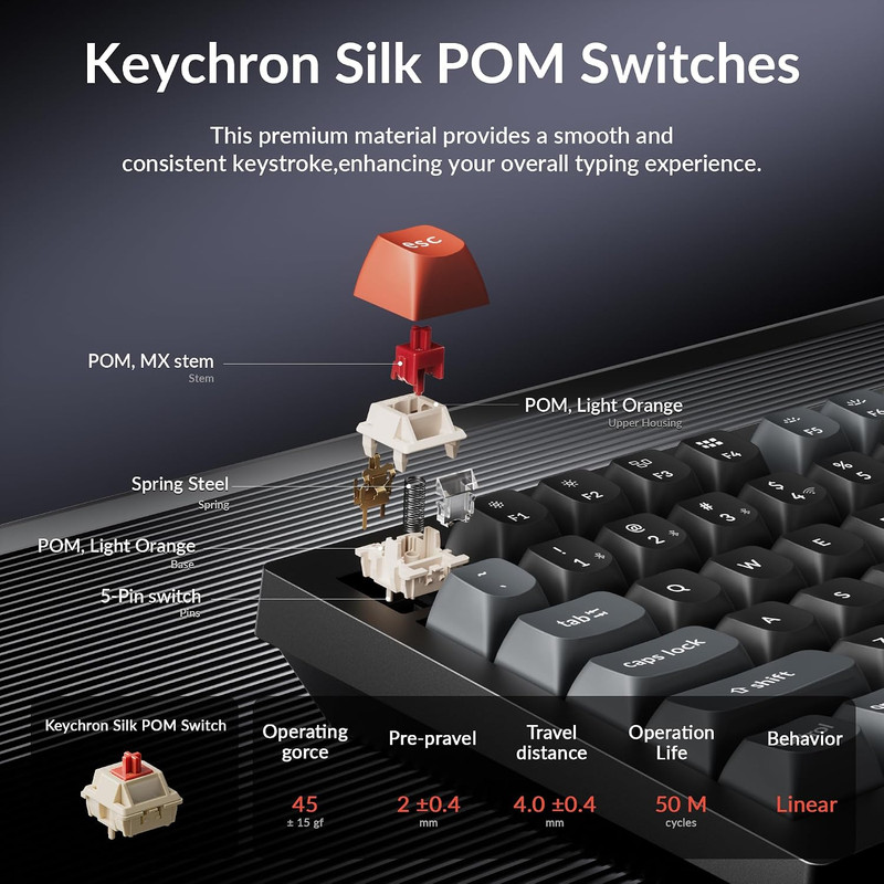 کیبورد بی سیم گیمینگ کیکورن مدل V6 Ultra 8K Red Switch