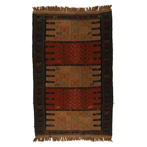 گلیم دستبافت دومتری طرح سفره کردی کد 140534