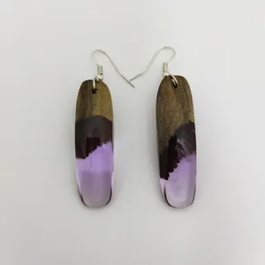 گوشواره زنانه مدل رزین و چوب کد E1.3