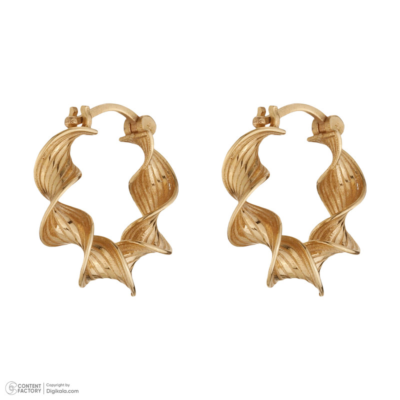 گوشواره حلقه ای طلا 18 عیار زنانه گلدم مدل پیچE241005 - 4