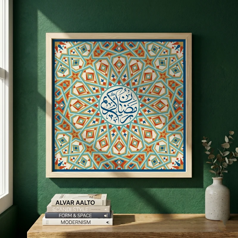 تابلو طرح رمضان کریم مدل G14228 فریم کرم روشن