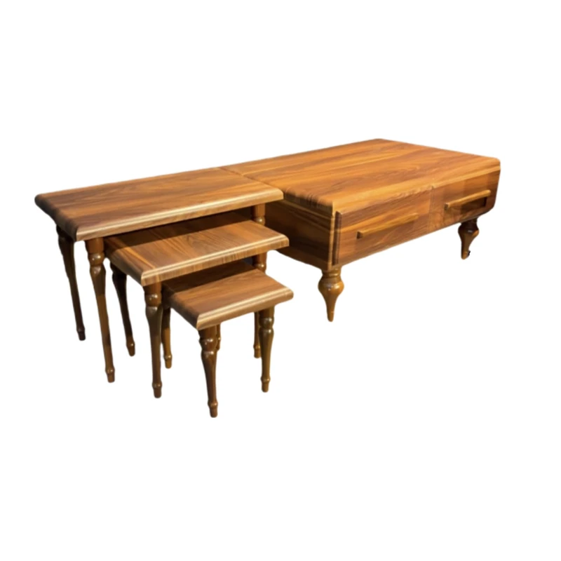 میز پذیرایی مستطیل با پایه پلاستیک و صفحه MDF گالری چوب آشنایی مدل 107-2kesh مجموعه 4 عددی