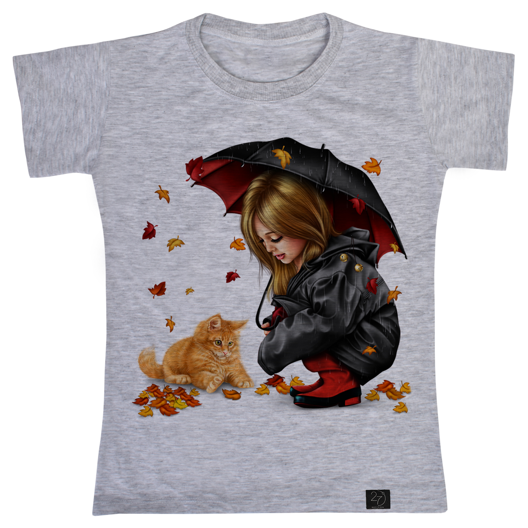 تی شرت دخترانه 27 مدل دختر و گربه کد B61