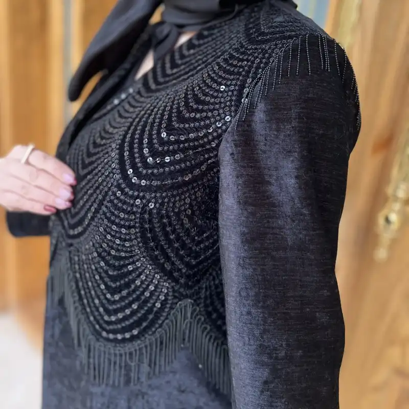 مانتو زنانه مدل مخمل پولک دوزی