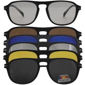 فریم عینک طبی مستطیلی مدل TR1205 C1 مناسب برای انواع فرم صورت به همراه کاور آفتابی مجموعه 6 عددی