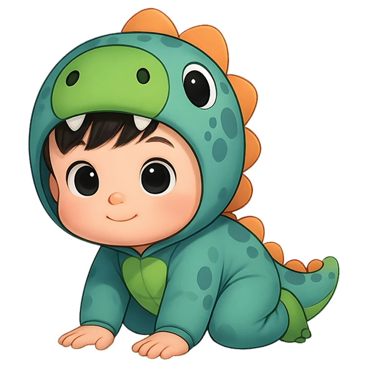 استیکر پارچه و لباس پاد آفرین مدل کودک در لباس دایناسور کد DKST495