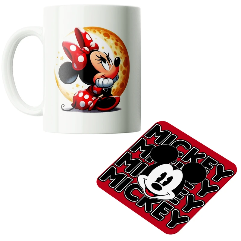 ماگ پاد آفرین مدل کارتونی میکی موس کیوت فانتزی بامزه کد PZ352 به همراه زیرلیوانی