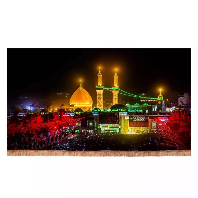 پرچم خدمتگزاران مدل کتیبه محرم طرح حرم حضرت ابالفضل العباس و بین الحرمین کد 40002952