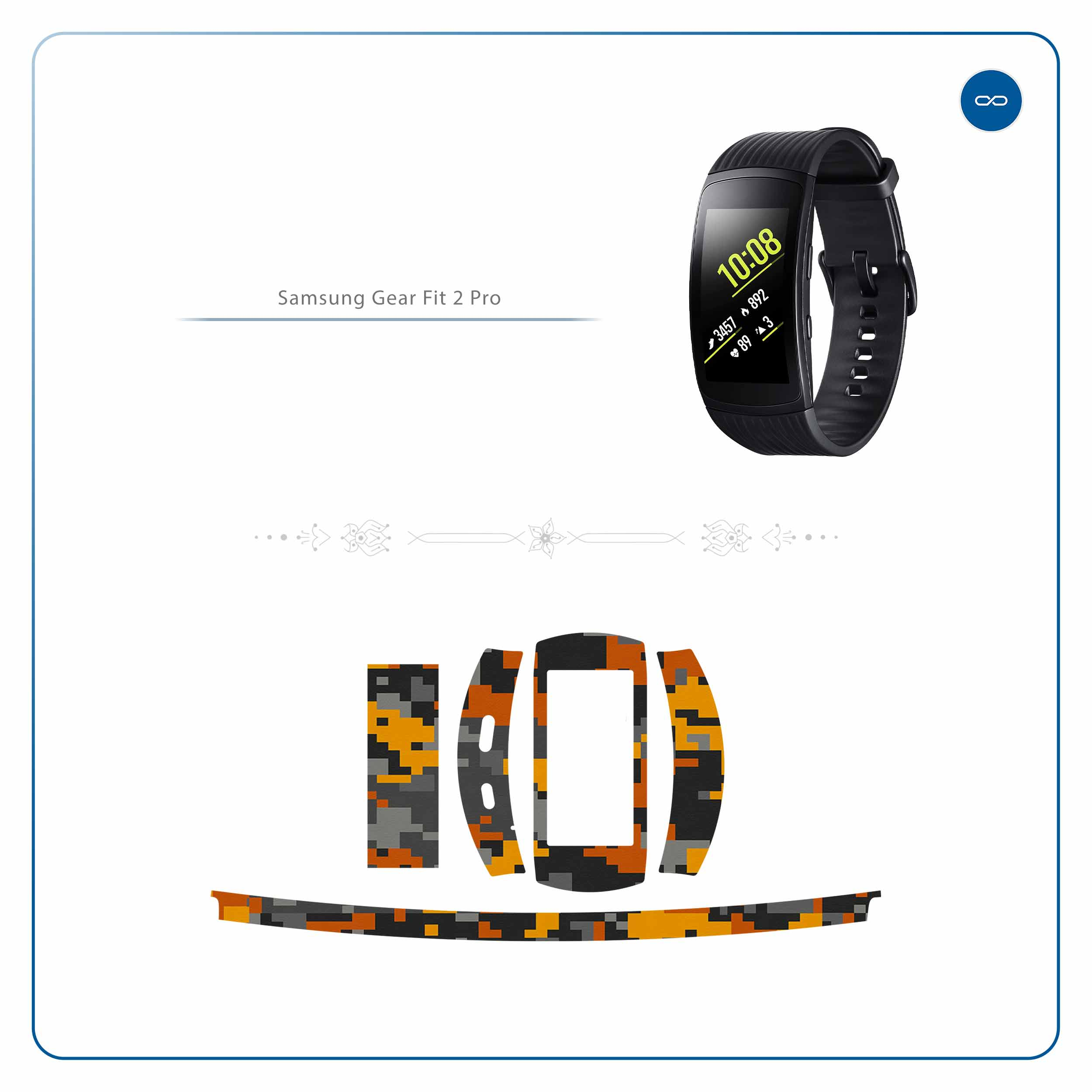 برچسب ماهوت طرح Army-Autumn-pixel مناسب برای ساعت هوشمند سامسونگ Galaxy Gear Fit 2 Pro