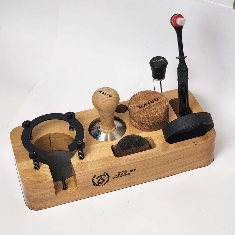 استند نگهدارنده پرتافیلتر باریستا اسپیس مدل چوبی هشت خانه کد 58