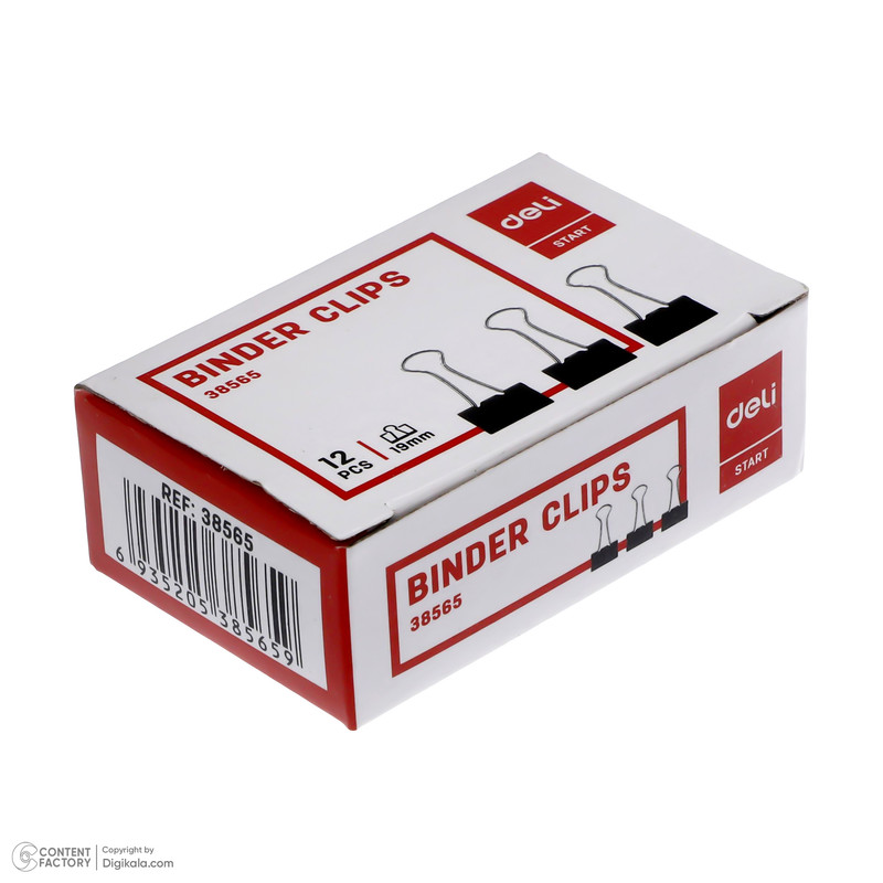 - گيره کاغذ دلي مدل 38565 سايز 19 ميلي متر بسته 12 عددي