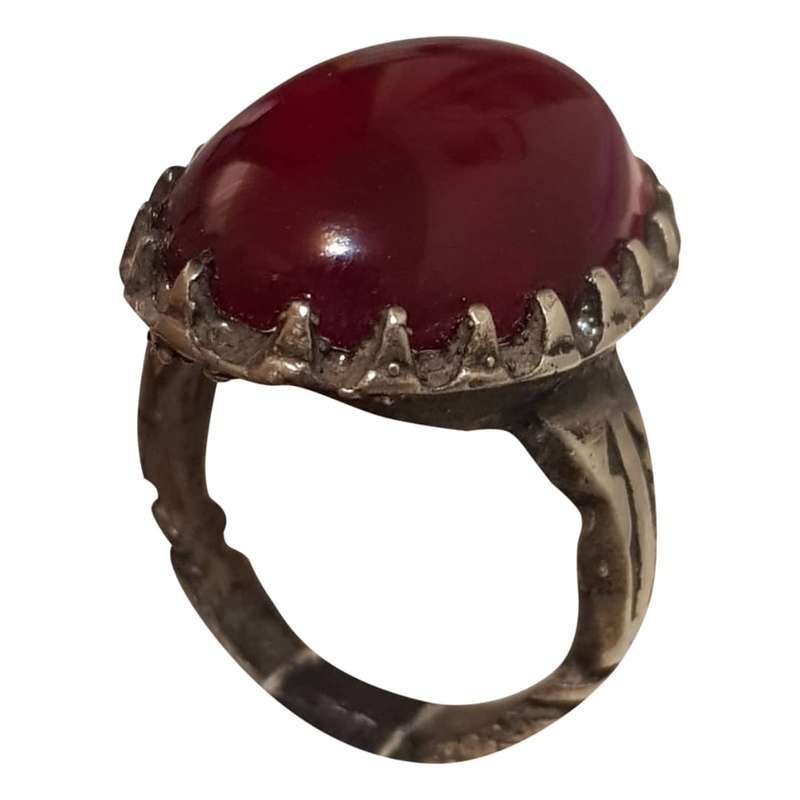 انگشتر نقره مردانه مدل عقیق لامعه المعیشه ALM2212220