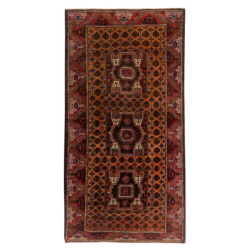 فرش دستبافت دو و نیم متری مدل نقشه بلوچ  کد 33.1835