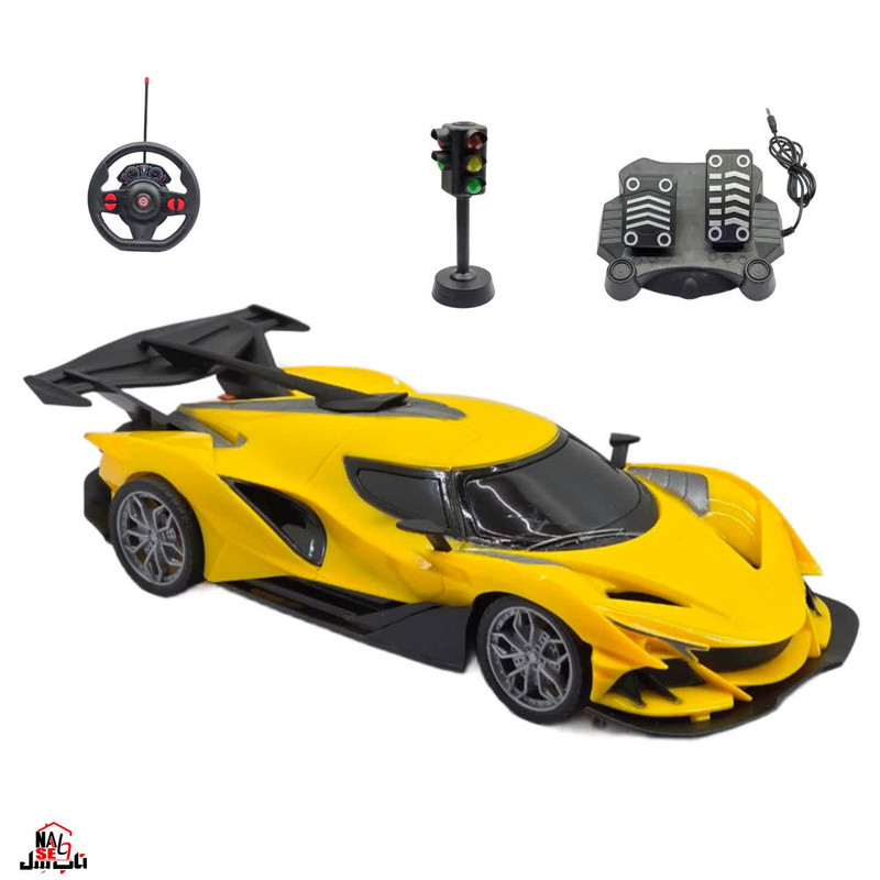 کیت ماشین بازی ناب سل مدل لامبورگینی شارژی پدال دار فرمانی همراه با چراغ راهنمایی Lamborghini