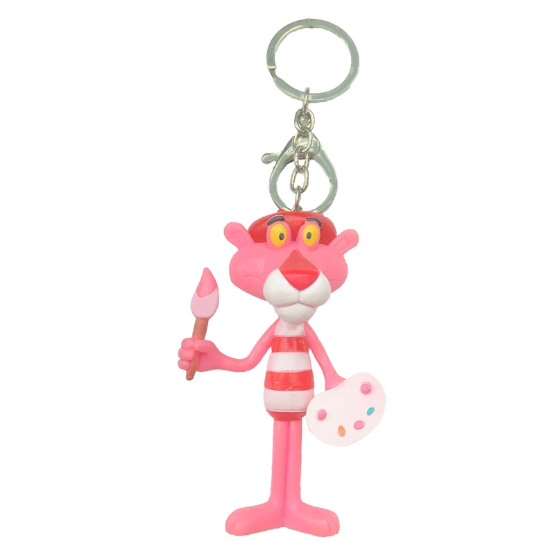 جاکلیدی مدل سیلیکونی طرح پلنگ صورتی نقاش