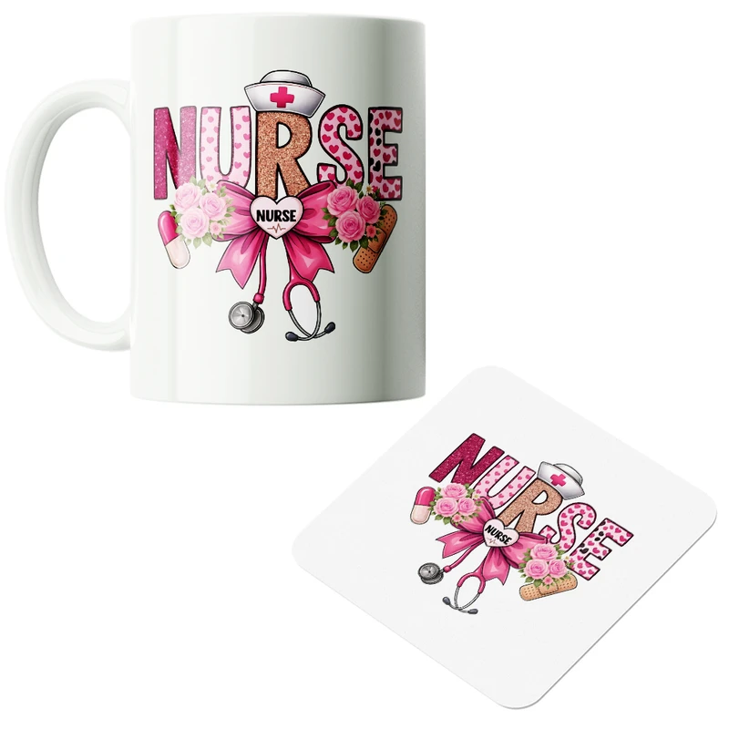 ماگ پاد آفرین مدل پرستاری روز پرستار کادر درمان بیمارستان کد PZ059 به همراه زیرلیوانی