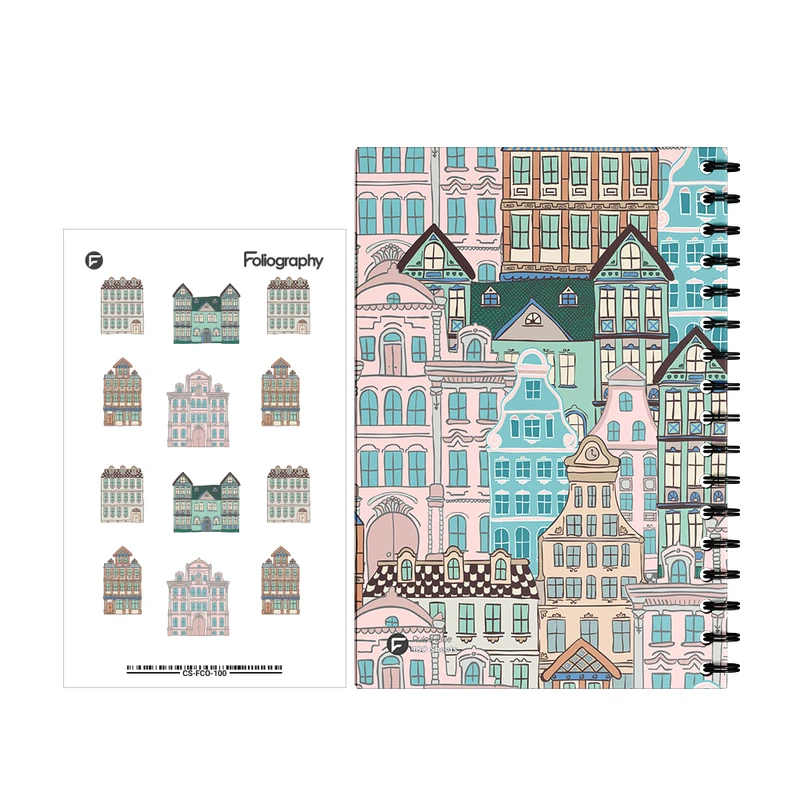 دفتر مشق 100 برگ فولیوگرافی طرح شهر به همراه استیکر