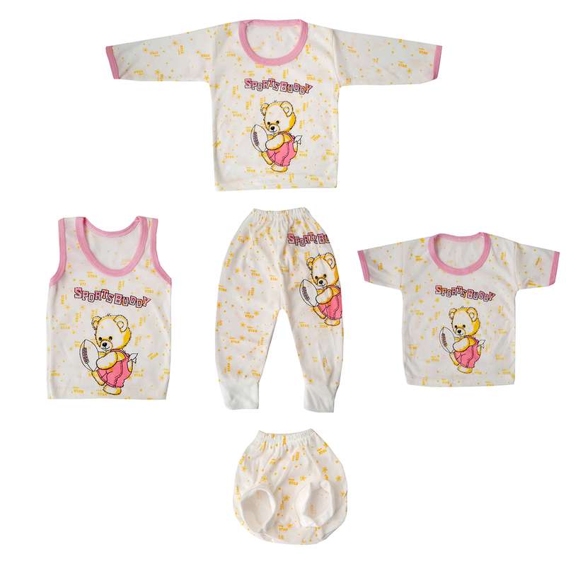 ست 5 تکه لباس نوزادی طرح بامزی مدل  F5K-24