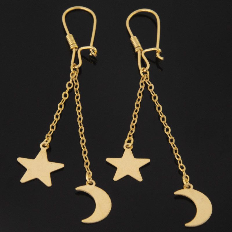 گوشواره طلا 18 عیار زنانه مدل ماه و ستاره -  - 2