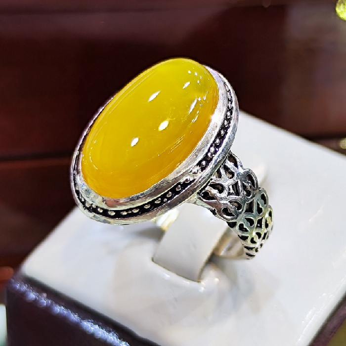 انگشتر نقره مردانه مدل سنگ شرف الشمس کد 286