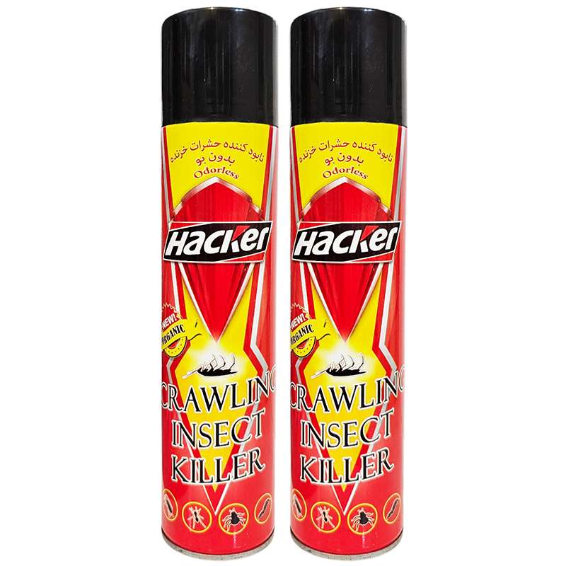 اسپری سوسک کش هکر مدل 02 حجم 400 میلی لیتر مجموعه 2 عددی