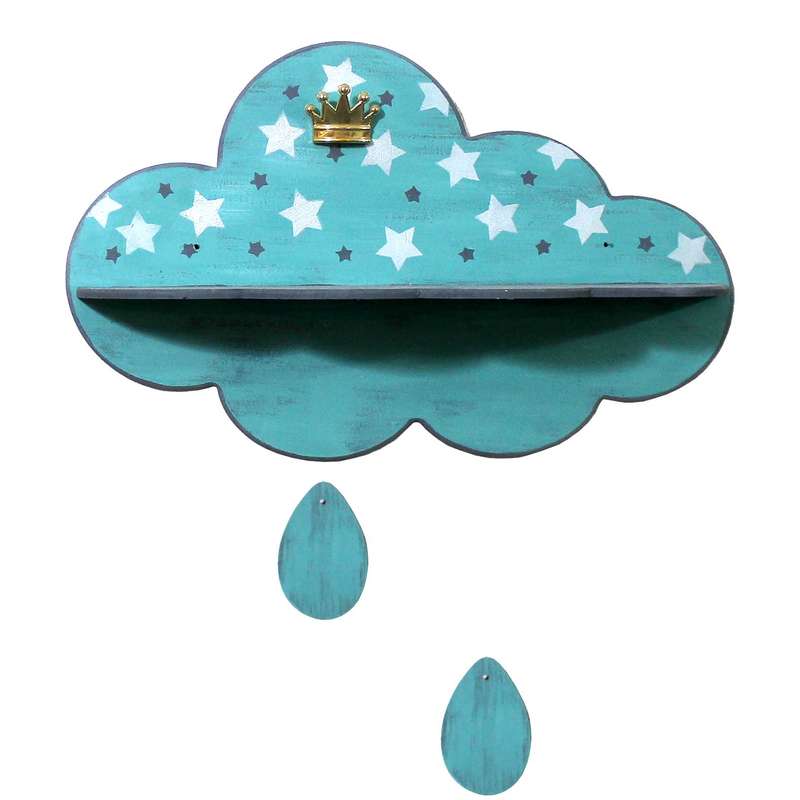شلف دیواری اتاق کودک دست نگار مدل ابر و باران
