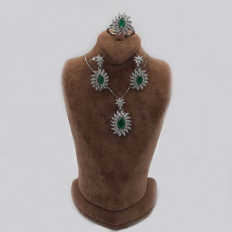 نیم ست نقره زنانه مدل رادیوم کد 591