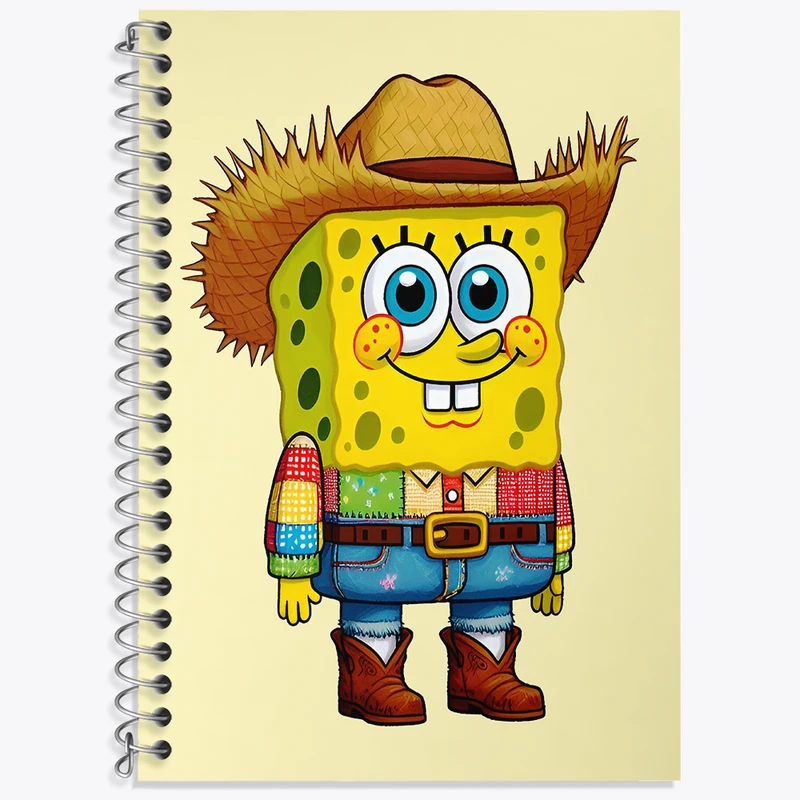 دفتر زبان 50 برگ خندالو مدل سه خط طرح باب اسفنجی کد N4843