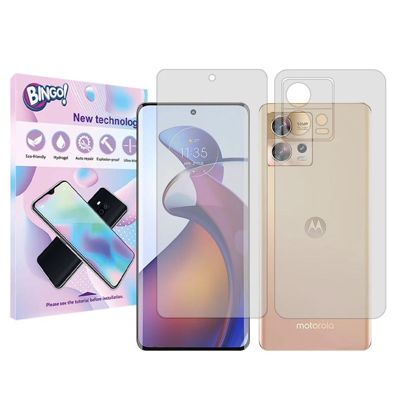 محافظ صفحه نمایش شفاف بینگو مدل Tough مناسب برای گوشی موبایل موتورولا Edge 30 Fusion به همراه محافظ پشت گوشی