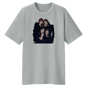 تی شرت  آستین کوتاه لانگ زنانه مدل BLACK PINK کد LL51 رنگ طوسی