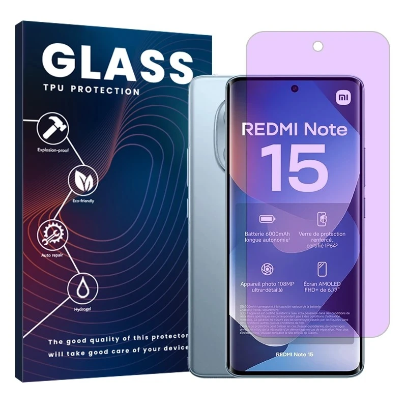 محافظ صفحه نمایش آنتی پرپل گلس مدل هیدروژلی مناسب برای گوشی موبایل شیائومی Redmi Note 15 4G