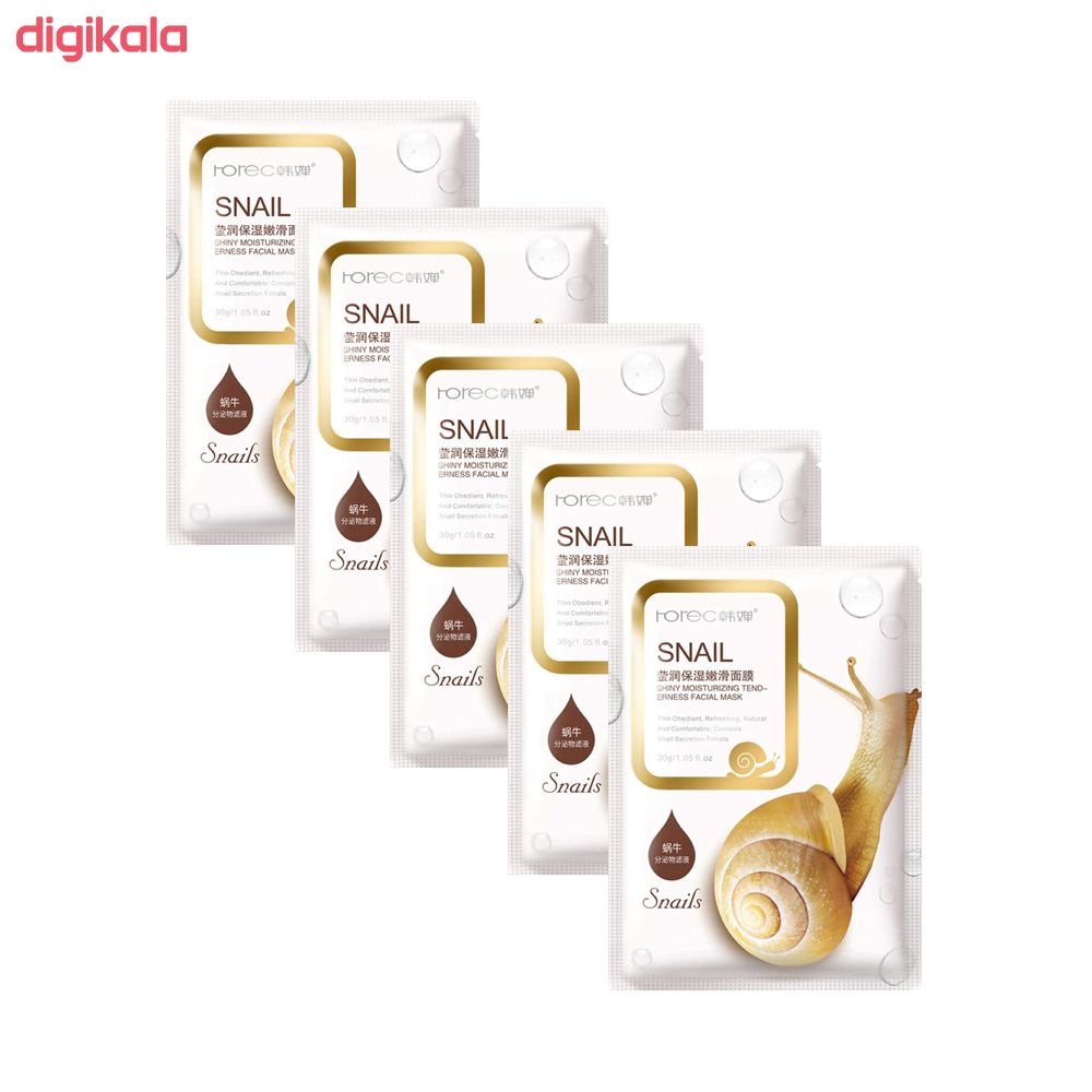 مشخصات قیمت و خرید ماسک صورت رورک مدل Snail حجم 30 میلی لیتر مجموعه 5 عددی دیجی کالا