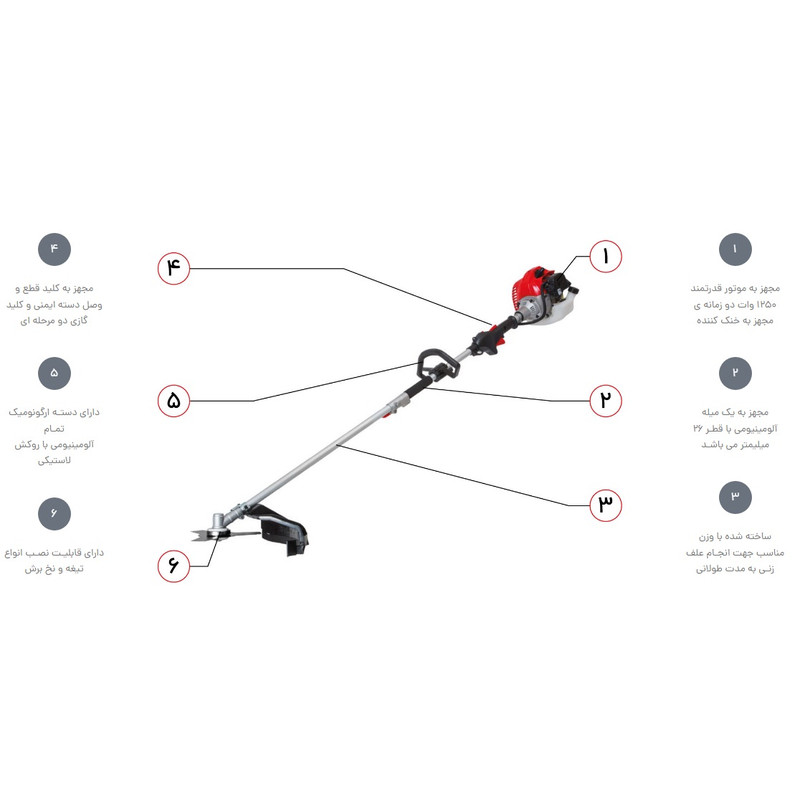 داس موتوری کرون مدل CT20113 به همراه شمشاد زن و شاخه زن