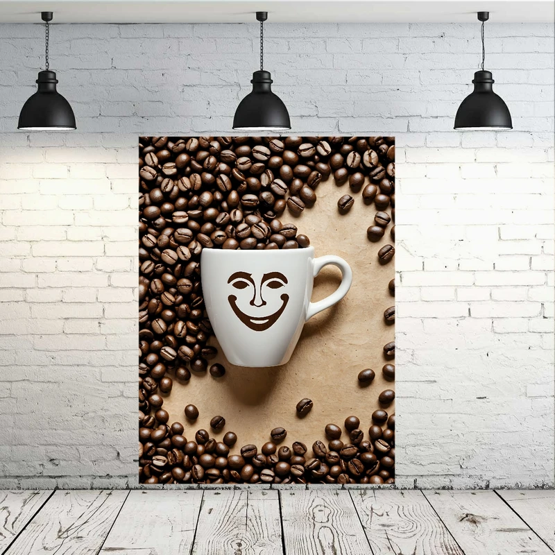  پوستر طرح فنجان و دانه های قهوه کد FP104599