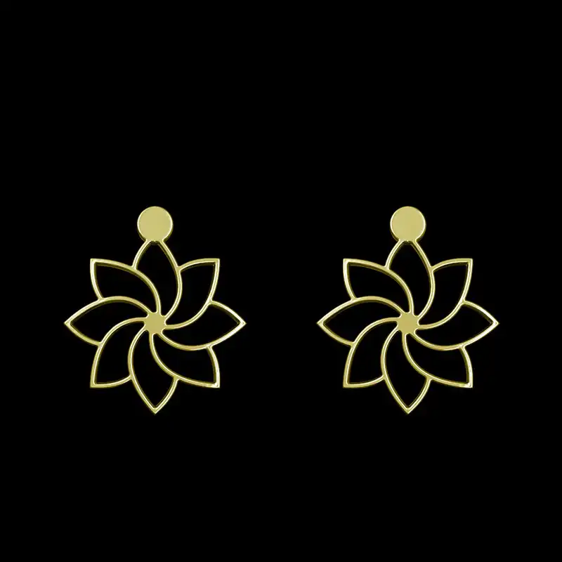 گوشواره طلا 18 عیار زنانه مدوپد مدل گل کد GA1-14996