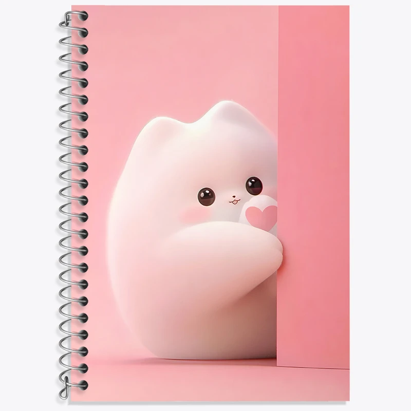 دفتر زبان 50 برگ خندالو مدل دو خط طرح گربه کیوت کد N4096