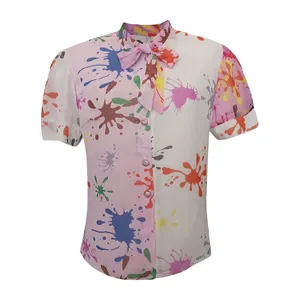 شومیز آستین کوتاه یقه کراواتی زنانه مدل حریر 05