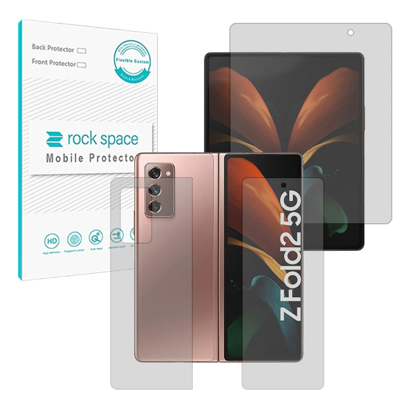محافظ صفحه نمایش شفاف راک اسپیس مدل Resistant مناسب برای گوشی موبایل سامسونگ Galaxy Z Fold 2 به همراه محافظ پشت گوشی