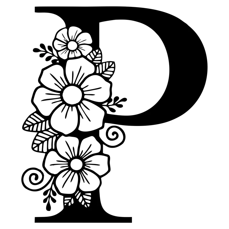 استیکر مدل چوبی طرح حروف انگلیسی گل دار کد HGOL-P