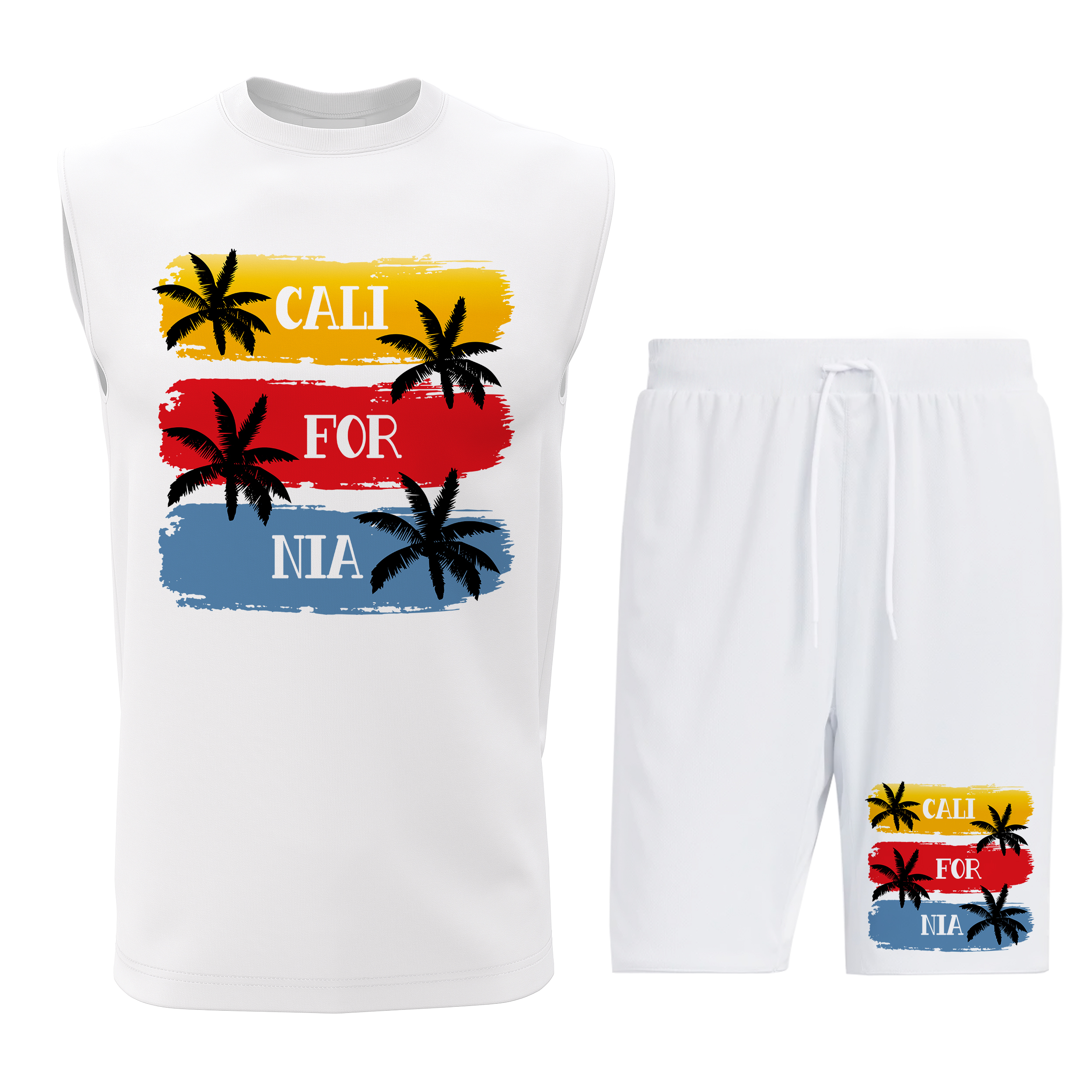 ست تاپ و شلوارک مردانه طرح کالیفرنیا مدل C069W